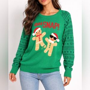 Oh Snap Ugly Christmas Holiday Sweater Gingerbread Man Vintage Sz XXL EUC